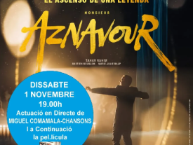 Affiche du concert et projection d'« Aznavour »