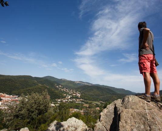 Hiker on the Ca l'Oliveró trail