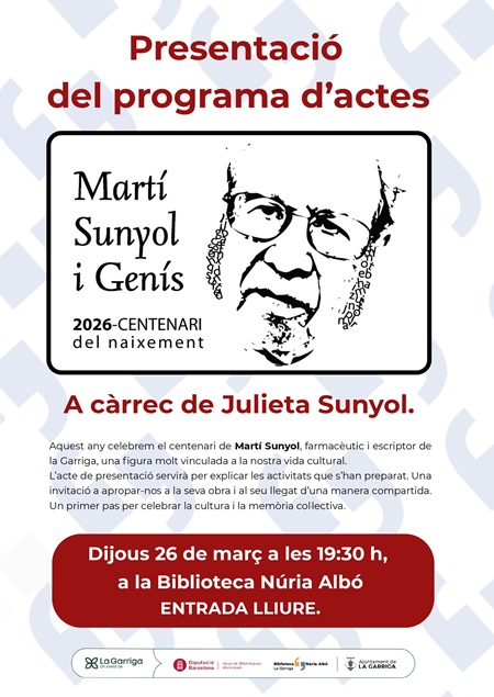 Cartell de la presentació dels actes del centenari Sunyol