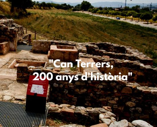 Imatge de Can Terres, text sobreimprès: "2000 anys d'història
