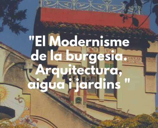 Foto torre de Can Barbey con texto sobreimpreso : "Modernismo de la burguesía"