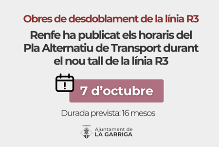 Cartell anunci del tall de la línia ferroviària de rodalies R3 - 7 d'octubre