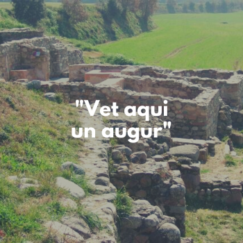 Imatge de Can Terres, text sobreimprès: "Vet aquí un augur"