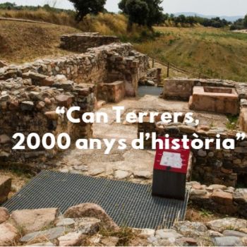 Imagen de Can Terres, text sobreimpreso: "2000 años de historia
